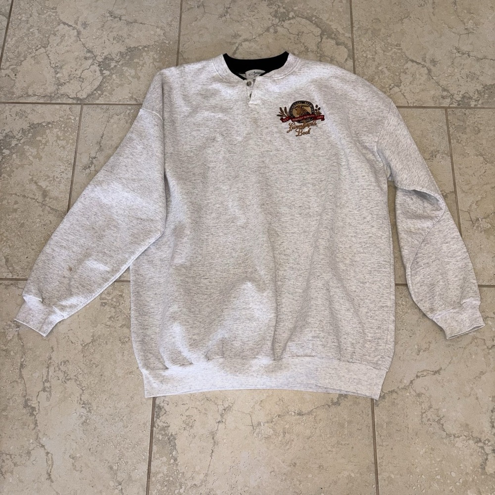 Leinenkugels Brewing Sweatshirt Mens 2XL Gray Grey Henley Crewneck Usa Spots
